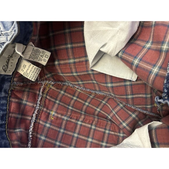 Eddie Bauer Jeans Mens 34x34 Blue Plaid Flannel Lined Denim Straight Fit Pants - Picture 5 of 6